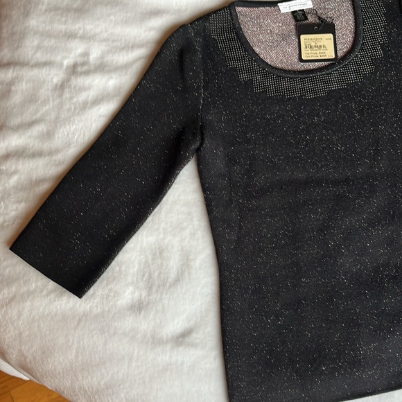 St. John Sport Madison Red Multi women’s size P beaded scoop neck black sweater - Picture 9 of 16